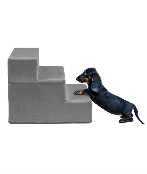 Grey Classic 3 Step Dog Stairs
