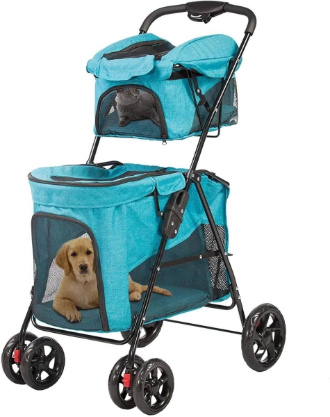 Large 4 WheelsPortable Folding Dog Stroller