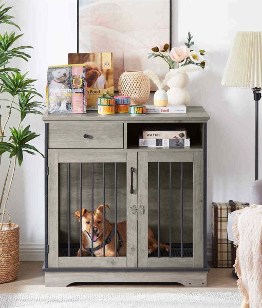 Decorative Wooden Dog Crates with Removable Trays
