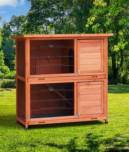 2-Story Wood  Rabbit Cage with Run