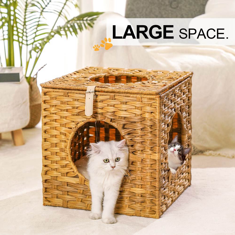 With-3-Holes-Rattan-Cave-Cat-House