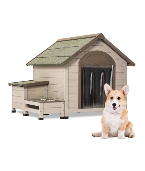 Open Roof Fir Wood Dog House