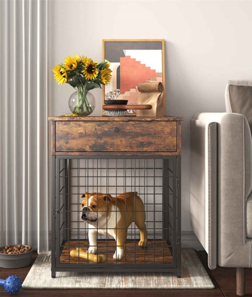 Wooden Dog Crate with Storage Console