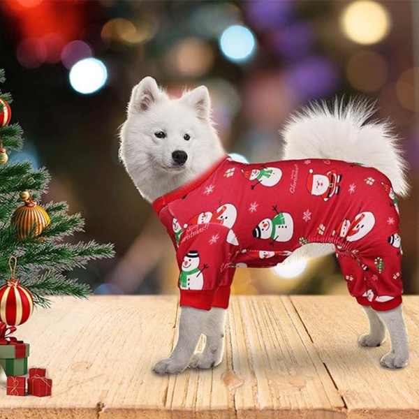 Dog Christmas Pajamas Snowman Stretchy Funny Dog Costumes