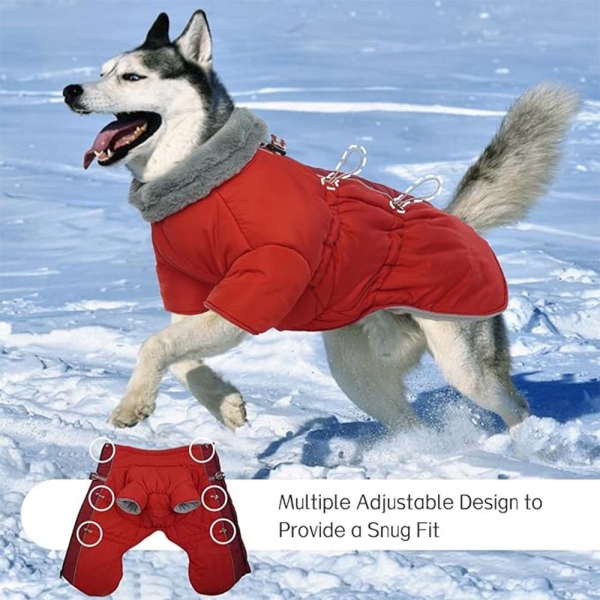 Fleece Lining Reflective Waterproof Warm Dog Coats High Collar Christmas Clothes
