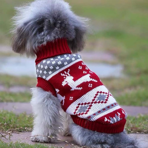 Pet Christmas Sweaters Classic Warm Coats Reindeer Snowflake Argyle Sweater for Kitty Puppy
