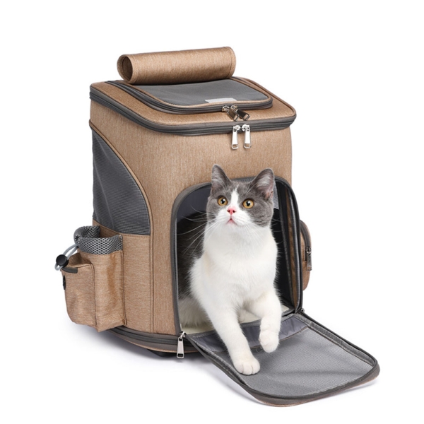 Removable Rolling Wheels Pet Backpack Travel Carrier for Small Dogs and Cats